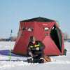 4 Person Insulated Ice Fishing Shelter, Pop-Up Portable Ice Fishing Tent with Carry Bag, Two Doors and Anchors for Low-Temp -22℉, Red