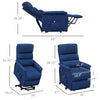 Power Lift Chair for Seniors, Electric Lift Recliner Chair with Remote Control, Side Pockets for Living Room, Dark Blue