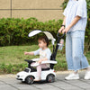 3 in 1 Ride on Push Car Sliding Walking Car for Toddlers Kids with Sun Canopy, Horn Sound, Safety Bar, Cup Holder for Boys Grils, White
