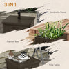 3-in-1 Outdoor Umbrella Base with Wheels and Handles, End Table, Flower Box Planter with Hole, 175 lbs. Capacity, Brown