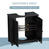 Under Sink Cabinet with 2 Doors and Shelf, Pedestal Sink Bathroom Vanity Furniture, Black