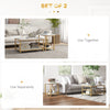 Coffee Tables Sets of 2, Rectangle and Round Coffee Table with Storage Shelves, Faux Marble Top, Living Room Table Set, White