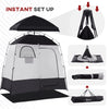 Pop Up Shower Tent w/ Two Rooms, Shower Bag, Floor and Carrying Bag, Portable Privacy Shelter, Instant Changing Room for 2 Person, Black