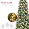 7.5ft Pre-Lit Snow-Dipped Artificial Christmas Tree with Realistic Branches, 350 LED Lights, Pine Cones, Red Berries and 1075 Tips