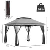 Outdoor Patio Pop Up Canopy Gazebo Shelter with Zipper Netting, Carry Bag, 10.7'x10.7'x8.9', Light Gray