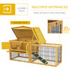 2 Level 59" Outdoor Rabbit Hutch with Openable Top, Yellow
