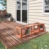 59" Wooden Cat Tunnel Outdoor Long Cat House with Extendable Design & Weather Protection, Cat Tube Toy Enclosure for Deck Patios, Balconies