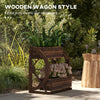 Wooden Wagon Planter Box, 2-Tier Raised Garden Bed, for Vegetables Flowers Herbs, 22" x 13" x 22"