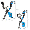 Exercise Bike 2 in 1 Upright Stationary Foldable Magnetic Recumbent Cycling with Arm Resistance Bands Blue
