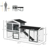 Wooden Rabbit Hutch with Run, Tray, Ramp for 1-3 Rabbits, Guinea Pigs, White