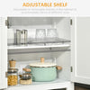 63" Kitchen Hutch Cabinet, 4-Door Kitchen Pantry Storage Cabinet with Adjustable Shelf for Dining Room, Living Room, White