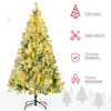 6' Artificial Snow Christmas Trees with Frosted Branches, Warm White or Colorful LED Lights, Steel Base