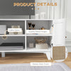 TV Stand Cabinet for 65-Inch, TV Table with 2 Rattan Doors, Television Stand with Adjustable Shelves and Cable Holes