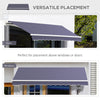 10' x 8' Manual Retractable Awning Sun Shade Shelter for Patio Deck Yard with UV Protection and Easy Crank Opening, Blue