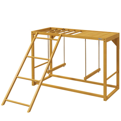 Chicken Activity Play with Swing Set, Wooden Chicken Coop Accessory with Multiple Chicken Perches & Hen Ladder, Yellow