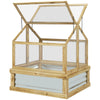 Raised Garden Flower Bed Kit with Greenhouse, Wooden Cold Frame Planter, 35.5" x 31.5" x 36", Natural