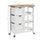Rolling Kitchen Cart, Kitchen Island with Wood Top, Shelves & Drawers for Dining Area, White