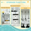 Wooden Toy Kitchen with Lights Sounds, Apron and Chef Hat, Ice Maker, Utensils, Range Hood, White