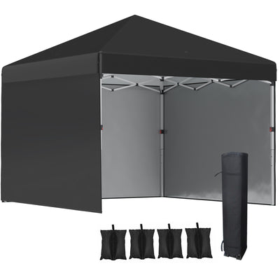 10' x 10' Pop Up Canopy with 3 Sidewalls, Leg Weight Bags and Carry Bag, Height Adjustable Party Tent Gazebo for Garden, Patio