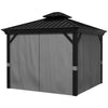 10' x 10' Hardtop Gazebo, Pavilion Gazebo with Curtains, Nettings, Aluminum Frame, Hooks, for Garden, Patio, Light Gray