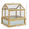 Raised Garden Flower Bed Kit with Greenhouse, Wooden Cold Frame Planter, 35.5" x 31.5" x 36", Natural