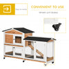62" Wooden Mobile Rabbit Hutch with Wheels, Run Box, Slide-Out Tray & Ramp, Yellow