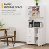 Freestanding Kitchen Buffet with Hutch Storage Organizer with 2 Door Cabinets, 3 Drawers, Open Countertop & Adjustable Shelf, White