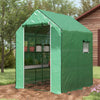 4.6' x 4.7' Portable Greenhouse, Water/UV Resistant Walk-In Hot House w/ 2 Tier U-Shape Flower Rack, Roll Up Door, Windows, Green