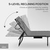 Folding Chaise Lounge Set with Reclining Back, 25.6" x 74" x 14.2", Gray