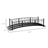 7' Metal Arch Garden Bridge Arc Footbridge with Side Railings Decorative Scrollwork, Black