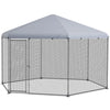 13.1' x 11.4' Chicken Coop for 10-15 Chickens, Large Metal Chicken Run for Outdoor, Silver