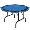 47" Folding Octagon Poker Table Blackjack Poker Game with Cup Holders, Blue