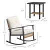 3 Pieces Bistro Set, Patio Wicker Furniture Set with Rattan Rocking Chairs and Coffee Table for Garden, Balcony, White