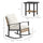 3 Pieces Bistro Set, Patio Wicker Furniture Set with Rattan Rocking Chairs and Coffee Table for Garden, Balcony, White