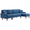 L Shape Sofa, Modern Sectional Couch with Reversible Chaise Lounge, Pillows and Wooden Legs for Living Room, Blue