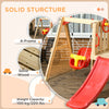 4-in-1 Wooden Swing Set with Swing, Slide, Horn, Steering Wheel, Red