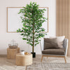 6ft Artificial Tree, Indoor Outdoor Fake Ficus with Pot, for Home Office Living Room Decor