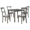 Rustic 4-Piece Dining Table Set with Wooden Table and Upholstered Chairs, Square Design, Gray