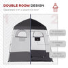 Pop Up Shower Tent w/ Two Rooms, Shower Bag, Floor and Carrying Bag, Portable Privacy Shelter, Instant Changing Room for 2 Person, Black