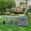 88" Large Wooden Chicken Coop Hen House Rabbit Hutch Poultry Cage Pen Backyard with Outdoor Run, Nesting Box, Waterproof Roof & Tray, Gray