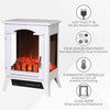 23" Electric Freestanding Fireplace, Fireplace Stove with Realistic LED Flames and Logs and Overheating Protection, 750W/1500W, White