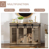 47.5" Dog Crate, Dog Cage End Table with Divider Panel, Dog Crate Furniture for Large Dog and 2 Small Dogs, Oak