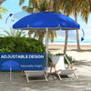 5.7' Beach Umbrella for Travel with Tilt, Adjustable Height, 2 Cup Holders, Hook, Vent, Ruffles, Sapphire Blue