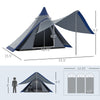 Teepee Tent, Easy Set-Up Camping Tent with Porch Area, Floor and Carry Bag, for 2-3 Person Outdoor Backpacking Camping Hiking, Blue