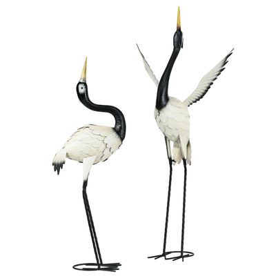 Set of 2 Garden Sculptures, Heron Garden Statues for Lawn, Patio, Backyard Decoration, 35.5