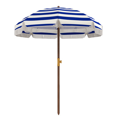 6.2' Beach Umbrella for Travel, Vent, Ruffles, Carry Bag, Portable Outdoor Umbrella for Garden, Blue