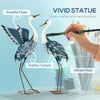 Set of 2 Garden Sculptures, Heron Garden Statues for Lawn, Patio, Backyard Decoration, 29" & 27.5", Blue & White