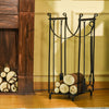 Firewood Rack with Fireplace Tools, Indoor Outdoor Firewood Holder, 30.25" Build with 2-Tiers, Includes Poker, Tongs, Broom, Shovel, Black