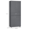 71" Freestanding Kitchen Pantry Cabinet with 2 Large Double Door Cabinets  and 1 Center Drawer, Grey