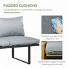 3 Pieces Patio Furniture Set, Outdoor Garden Sofa Conversation Set w/ Padded Cushions, Wood Grain Plastic Top Table and Side Panel, Dark Gray